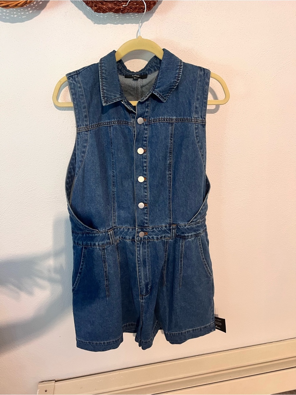 Lulu's Blue Denim Button-Front Romper